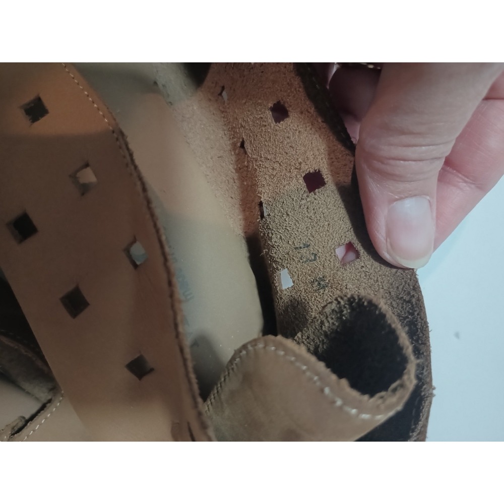 Sesto Meucci Brown Nubuck Leather Perforated Bootie Sandals Italy Womens Size 11 - Picture 5 of 6